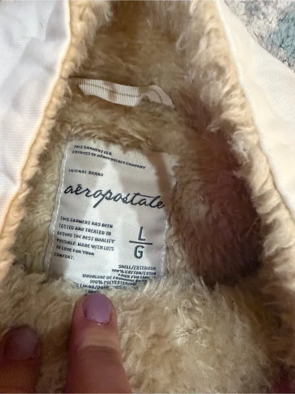 Vintage Y2K Aeropostale Faux Fur Lined Jacket Women’s Large Cream - Image 5