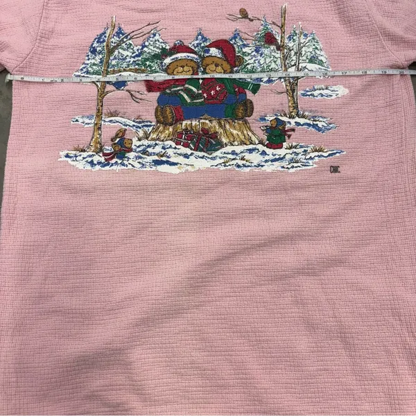 Chic Vintage Christmas Bear Womens Medium Pink Ugly Christmas Sweater 80s 90s - Image 8
