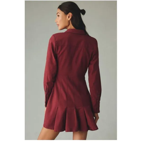 NWT ANTHROPOLOGIE Pilcro Crimson VNeck Seamed Mini Dress sz 8 - Image 2