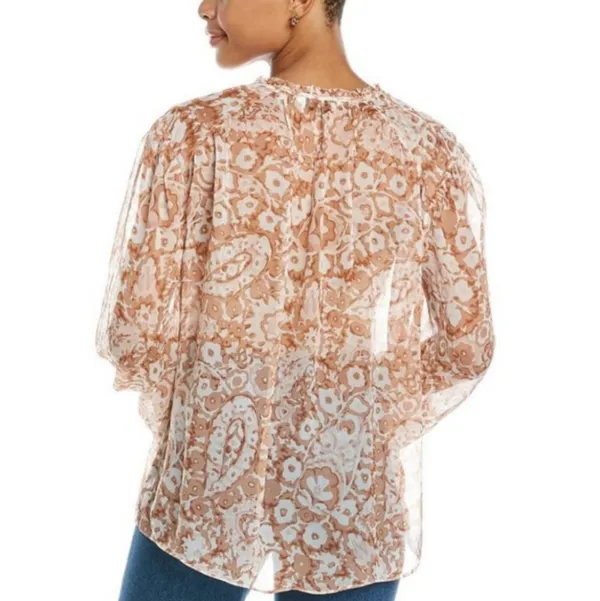 NWT Limited Edition Joie brushed clay print peasant top blouse sz Large - Image 2
