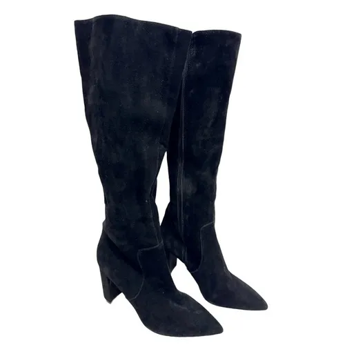 Nine West Black Suede Knee High Boots Pointed Toe Block‎ Heel Size 6.5 - Image 2