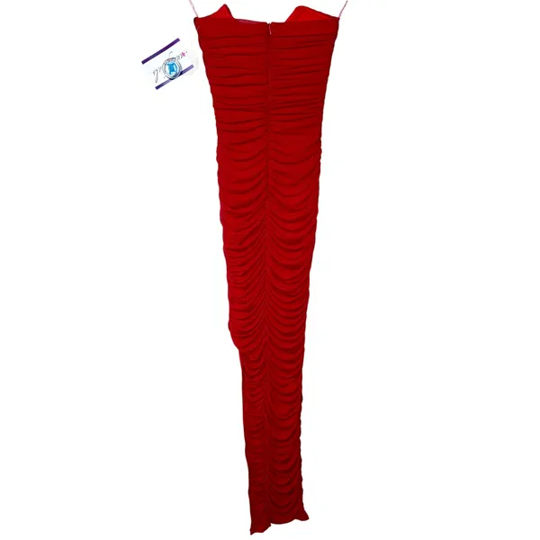 NWT Babyboo Demi Red Ruched Cowl Neck Slit Strapless Bodycon Maxi Dress Size XS - Image 11