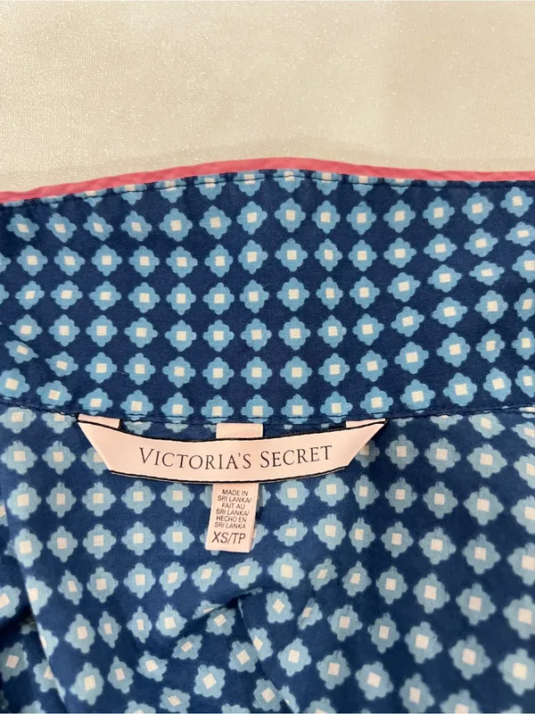 Victoria's Secret Pajama Tunic Dress Geometric Pattern Size XS Blue Cotton Modal - Image 10