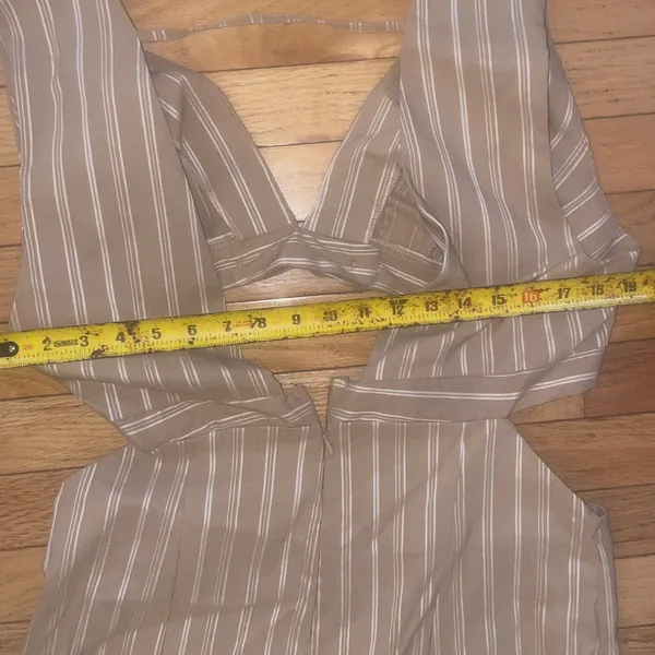 ASOS Design cutout striped tan/white jumpsuit size‎ 14 TALL - Image 3