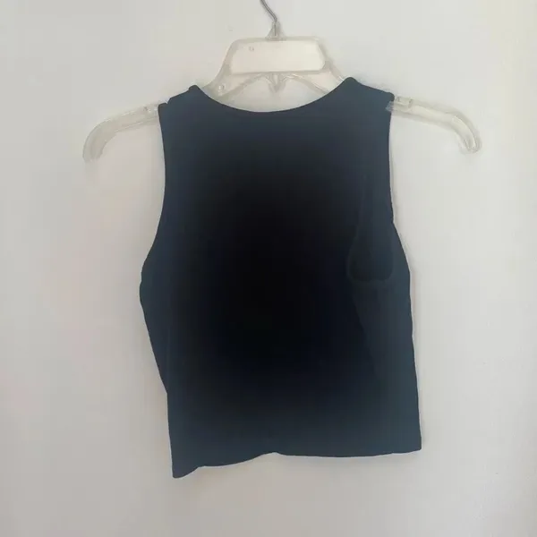 Pull & Bear Black Crop Tank Top Euro Medium Black Size undefined - Image 4