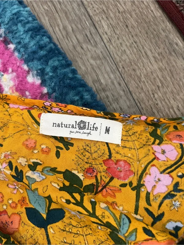 Natural Life Phoebe Maxi Dress Gold Yellow Boho Floral Women’s M oversized - Image 5