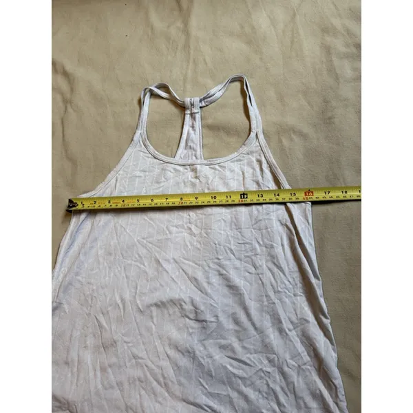 Lorna Jane Women's White Striped Workout Tank Top Size L Yoga - Image 6