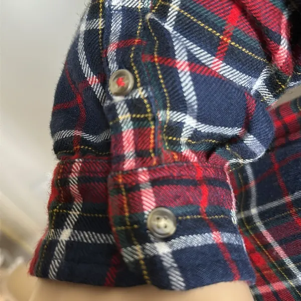 American Eagle Ahh-amazingly Soft Boyfriend Fit Red & Blue Plaid Shirt Sz L - Image 6