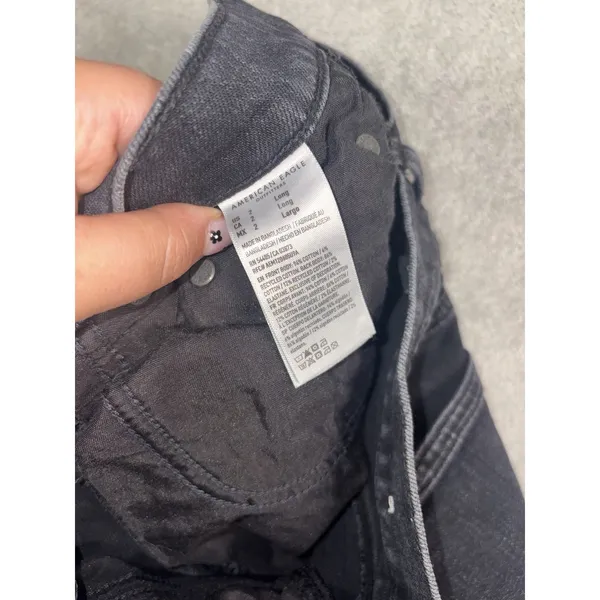 American Eagle Super High Rise Baggy Straight Jeans Womens 2 Long Denim Black - Image 6