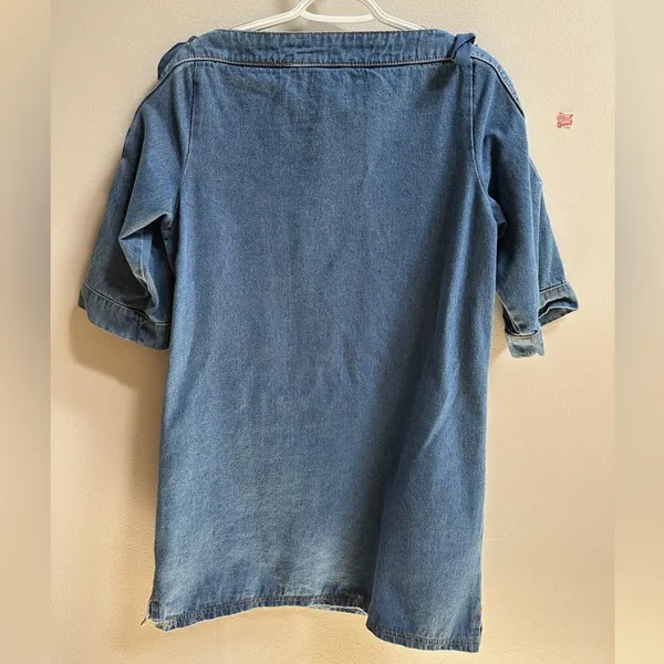 NEW Anthropologie Maeve Denim‎ Mini Shift Dress w/ Lace Up Shoulders Women’s S - Image 10