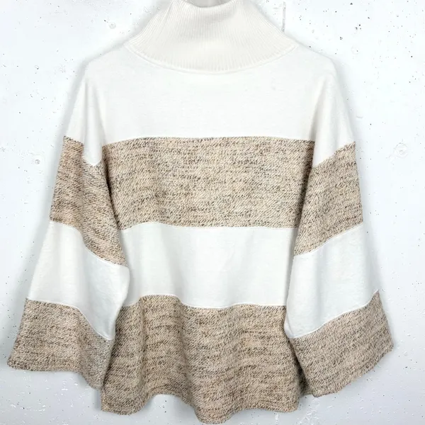 Anthropologie Daily Practice Cotton Mock Neck Sweatshirt Ivory Size Small - Image 3