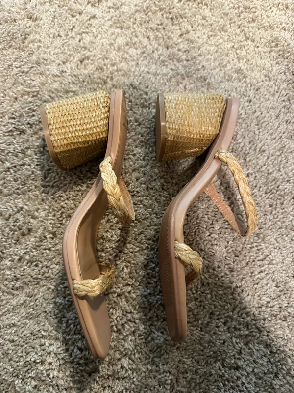 A New Day Braided Rafia Strap Block Heel Sandals - Never Worn - Image 4