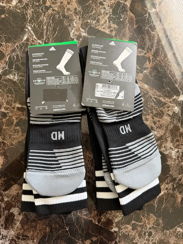 2 Pairs Adidas Copa Zone Soccer Socks – Black/White – Size M – Arch & Ankle Compression - Image 4