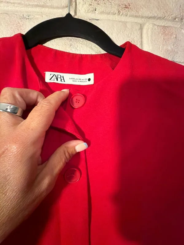 Zara Red Buttoned Waistcoat Vest Size XS - Image 2