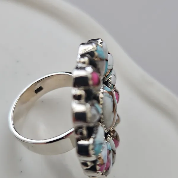 Cotton Candy Turquoise Flower Ring - Image 2