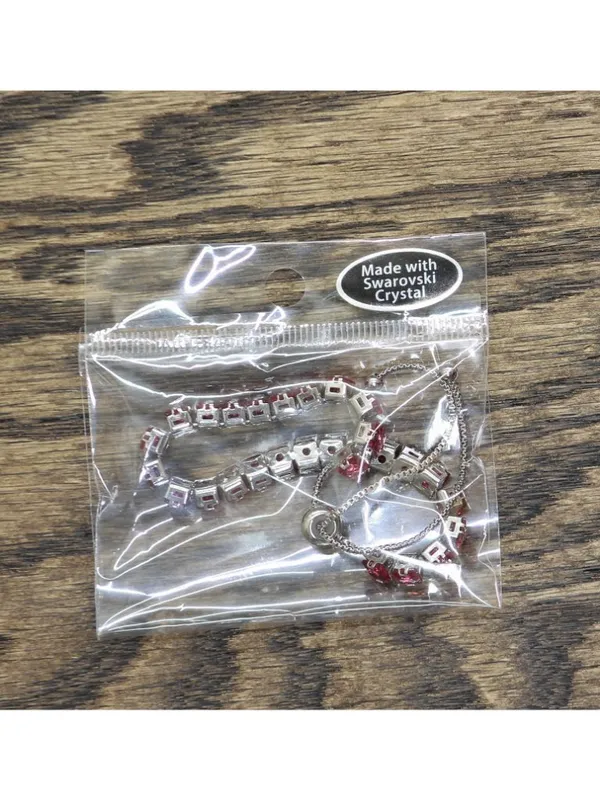 NEW Slider Adjustable Tennis Bracelet Silver Gray / Red - Image 3
