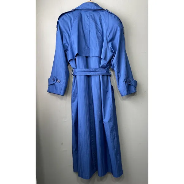 Vintage Weather Master Jacket Petite Size 10 Cobalt Blue Trench Rain Coat Preppy - Image 7