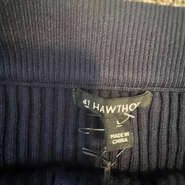 41 Hawthorn Womens‎ Navy Blue Ribbed Knit Striped Hem Mini Skirt Size L WGS10979 - Image 2