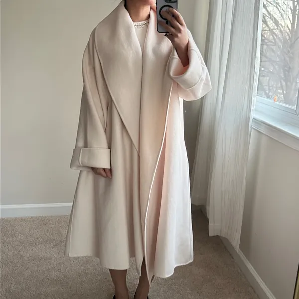 Handmade Ecru shawl coat. M White Size M - Image 3