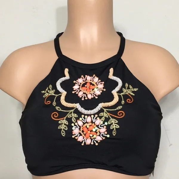 Kenneth Cole black embellished bikini top. NWT - Image 4