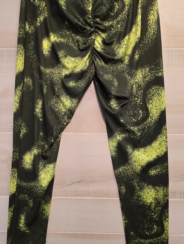 {L} Gymshark Gs Power Regular Legging Moss Green Neon Yellow - Image 3