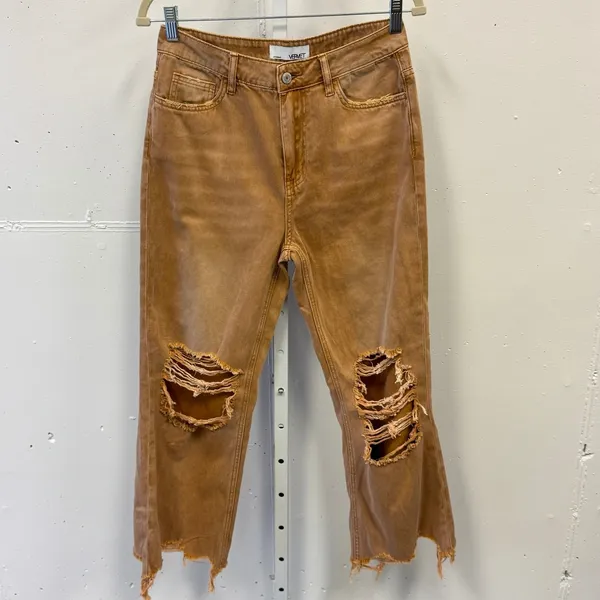 Vervet Kiss Of California Super High Rise 90's Vintage‎ Crop Flare Jeans W27 Tan - Image 3