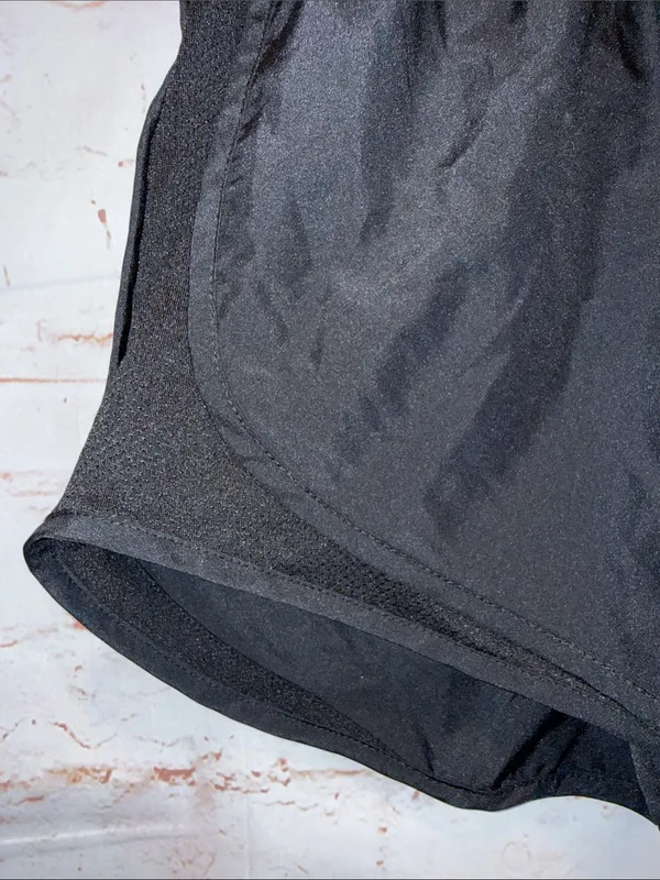 Nike Black Women Athletic Running Shorts White Swoosh tempo lined dri fit Small - Image 3
