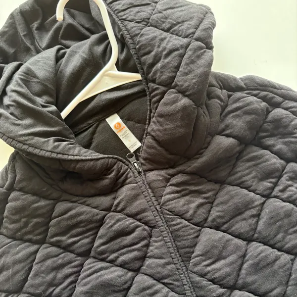 Mono B Quilted‎ Hooded Vest Black Full Zip Pockets Women's Size L - Image 6