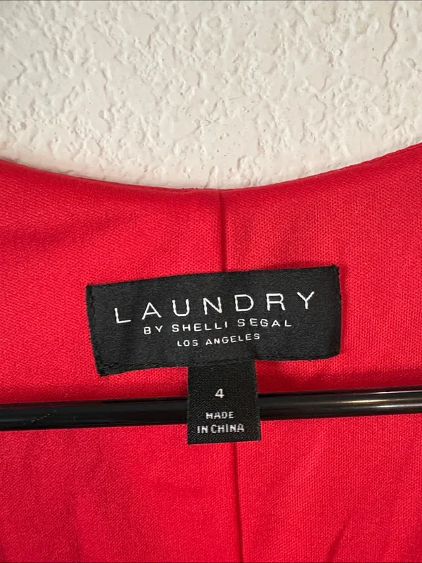 Laundry By Shelli Segal Red Long Sleeve Draped Midi Dress 4 - Image 2