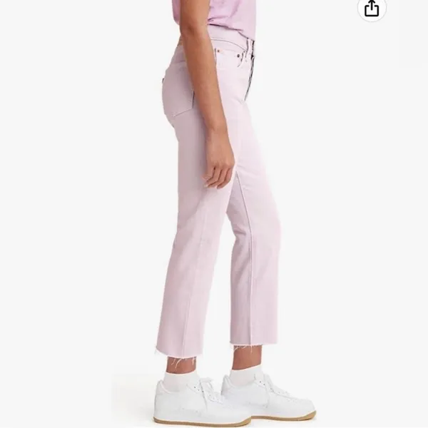 NWT Levi’s 501 Cropped Jeans 30x26 Light Purple Straight Leg Pastel Festival - Image 2