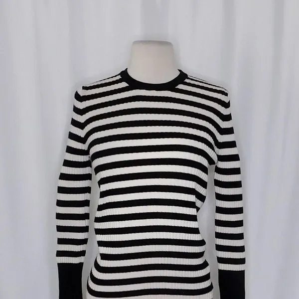 ATM Anthony Thomas Melillo Striped Ribbed Knit Merino Wool Sweater Large - Image 3