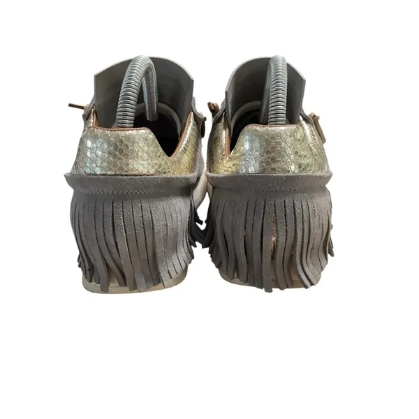 ESSEUTESSE Fringe Silver Leather Sneakers Shoes Made in Italy Womens 36 6 US - Image 6