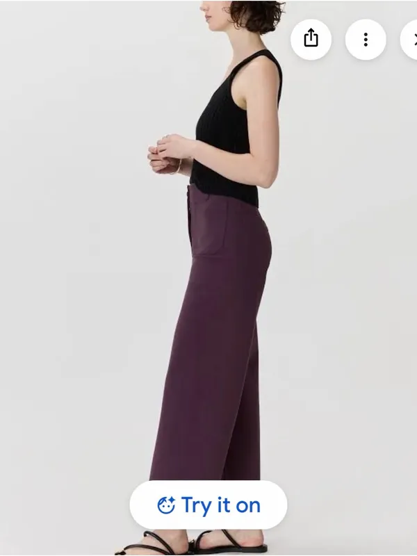 Women's Quince Ultra-Stretch Ponte Cropped Wide Leg Pants Dark Purple 0 - Image 3