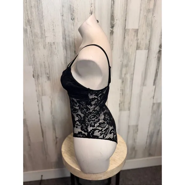 Black Lace Bodysuit | Sexy Floral Lingerie One-Piece – Size Medium - Image 5