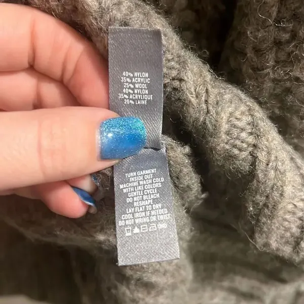✨AERIE Cable Mock Neck Laine Wool Grey Sz Medium Sweater✨ - Image 7