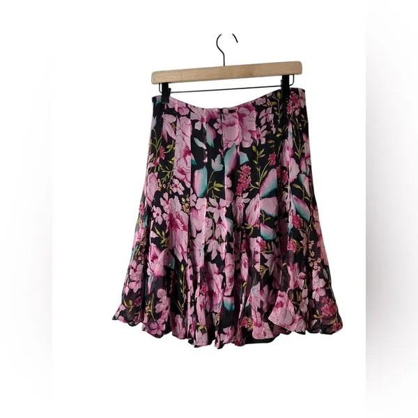 ICE Floral Pleated Skirt Black Pink Size‎ 6 - Image 7