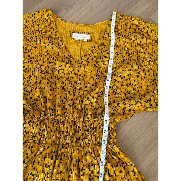 Anthropologie Yellow Floral Springtime Boho Party V-neck long Dress Size S - Image 12