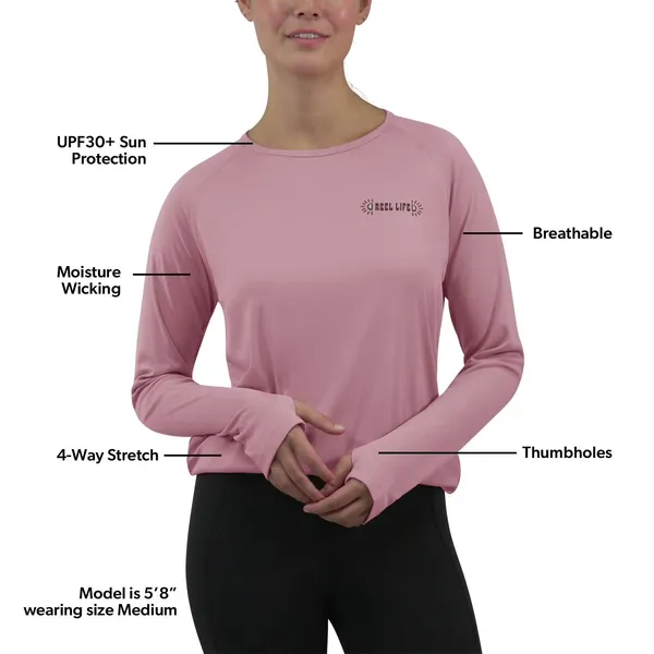 Reel Life Womens T-Shirt Sz L Purple Long Sleeve UV Crew Neck Polyester Outdoor - Image 4