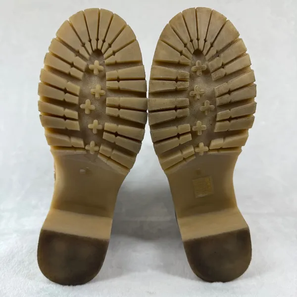 Oasis Society Tan Suede Lace Up Combat Boots Side Zip Lug Sole Block Heel Size 8 - Image 10