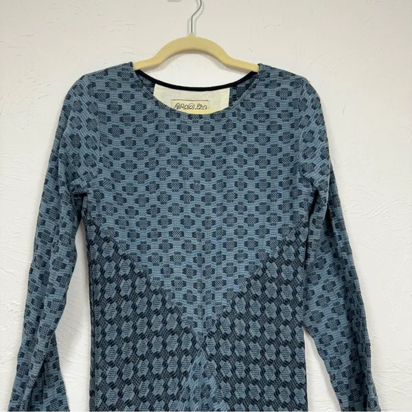 Ace & Jig Blue Patchwork Lagenlook Long Sleeve Mini Dress Womens XS Boho Swing - Image 12