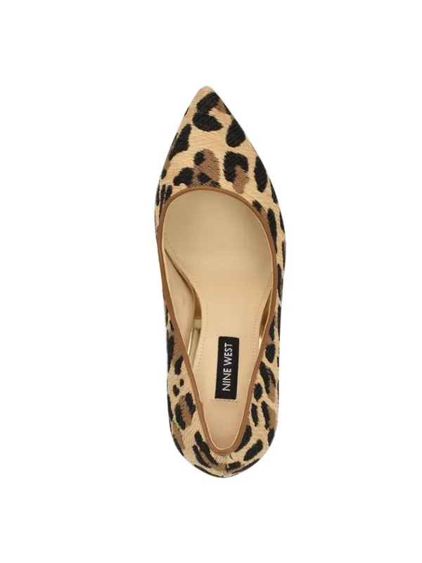 NWT Nine West Pump Closed Toe Heels Stiletto High Leopard Raffia Brown 6M - Image 5
