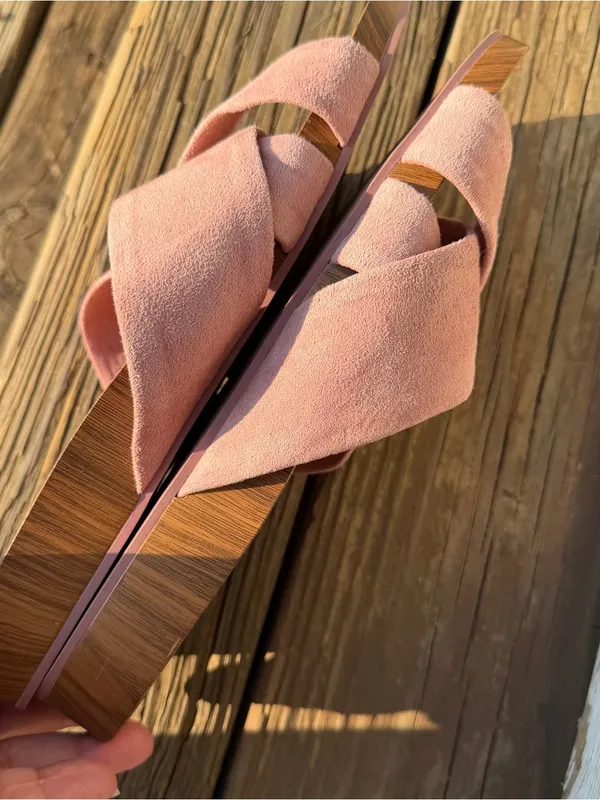 Cole Haan Pink Suede Criss Cross Slide Sandals Women’s Size 9B - Image 4