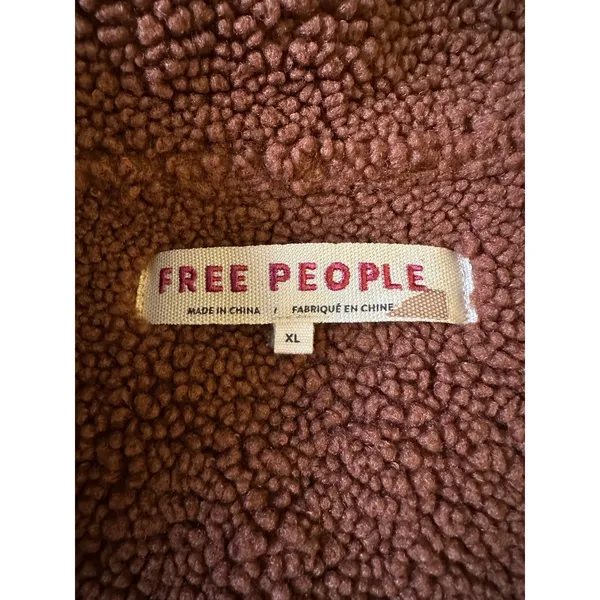 Free People Western Bohemian Retro 70s Faux Sherpa Suede Diogo Coat Size XL - Image 11
