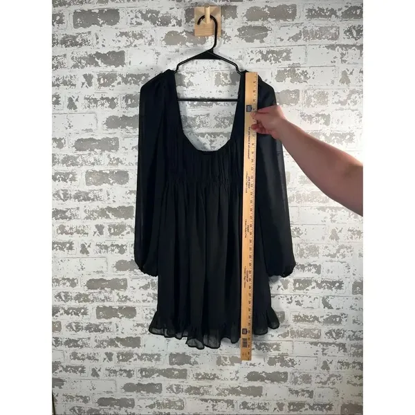 Abercrombie & Fitch | women square neck black flowy dress with long sleeves - Image 7