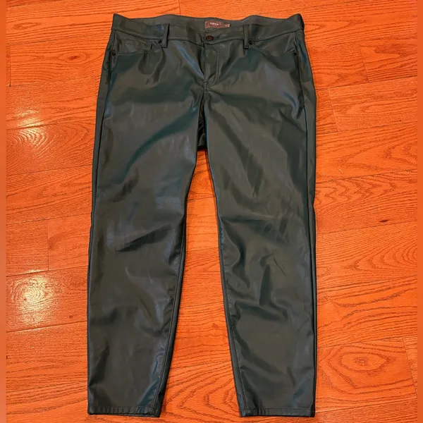 Torrid Dark Green Faux Leather Pants Size 18 Plus Coated Pull-On Dark Academia - Image 3