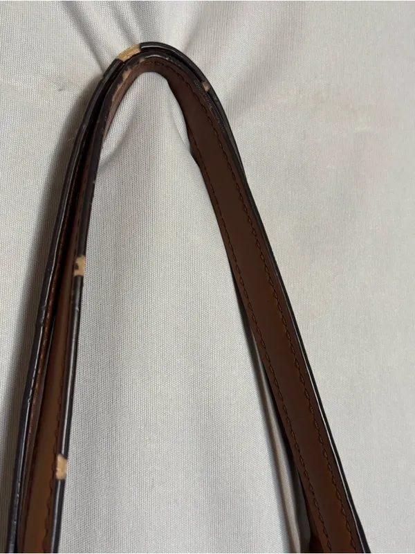 Michael Kors Cognac Pebbled Leather Tote with Gold Chain Straps zipper closure - Image 3