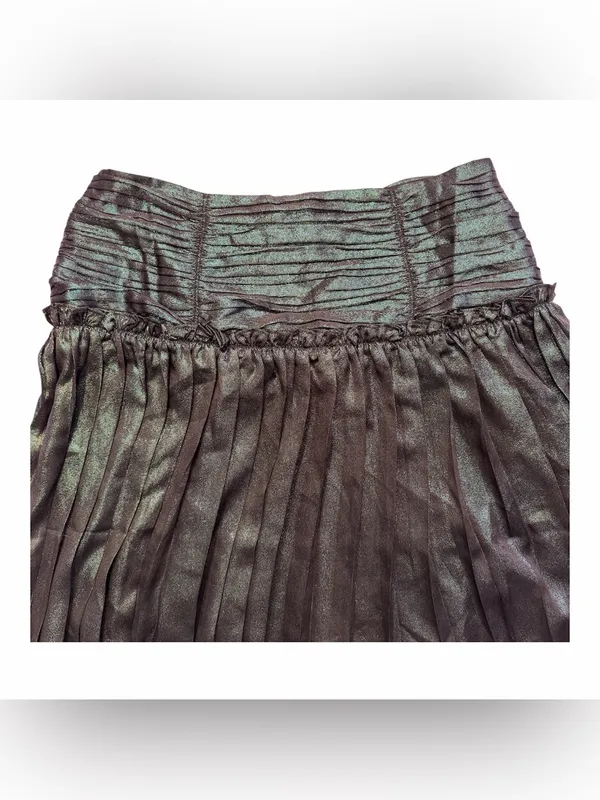 ANTHROPOLOGIE CURRENT AIR Women’s Black Opal Iridescent Pleated Skirt Size M - Image 5