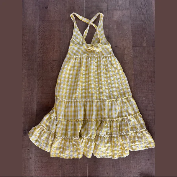 free people yellow gingham raw edges halter maxi dress - Image 4