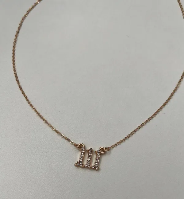 Dainty Gold Chain Angel Number Necklace - Image 3