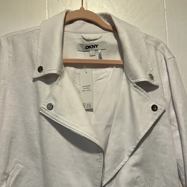 NWT DKNY Linen moto style jacket‎ size L - Image 3